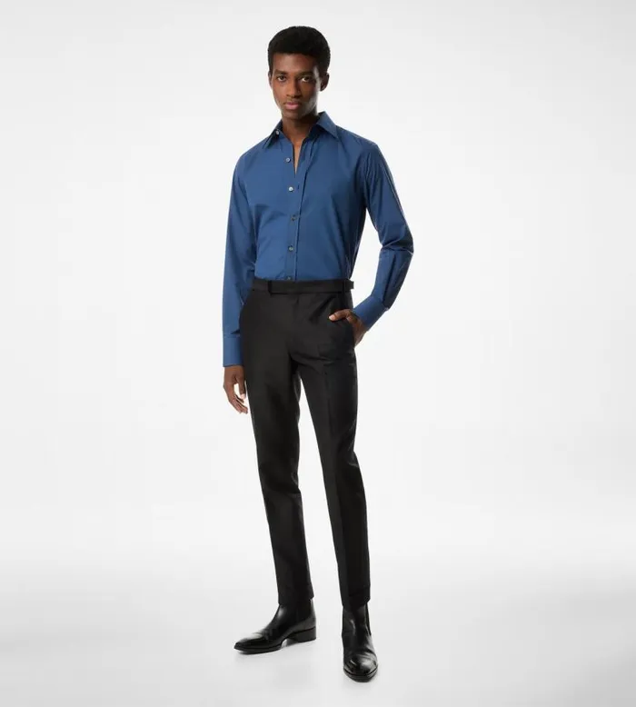 Men Shirts Tom Ford Poplin Slim Fit Shirt Indigo Men Shirts Tom Ford Poplin Slim Fit Shirt Indigo