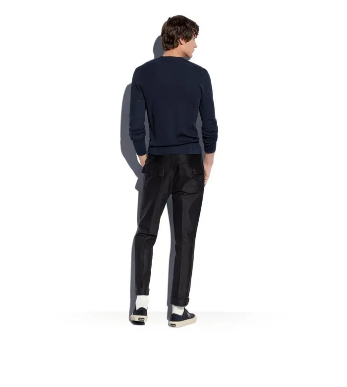 Men Shirts Tom Ford Silk Cotton Rib Henley Dark Blue Men Shirts Tom Ford Silk Cotton Rib Henley Dark Blue
