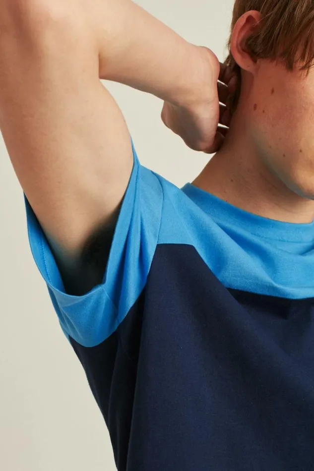 Men Short Sleeve Colorblock Tee Navy Blue Bonobos Short Sleeve Tees
