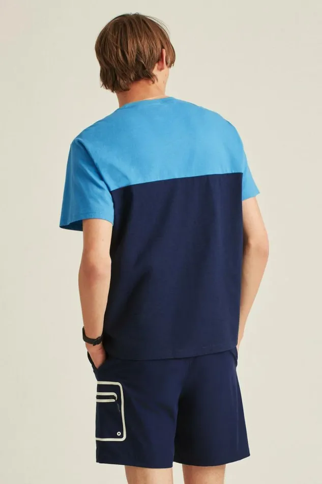 Men Short Sleeve Colorblock Tee Navy Blue Bonobos Short Sleeve Tees
