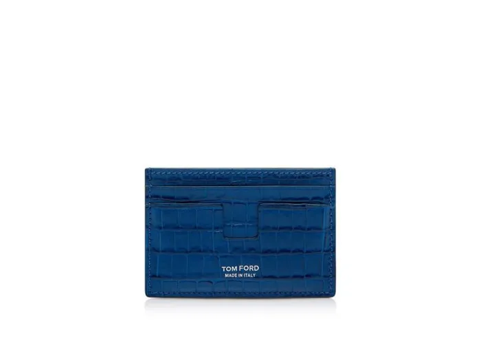 Men Small Leather Goods Tom Ford Glossy Printed Croc Classic Cardholder