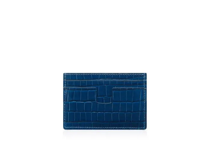 Men Small Leather Goods Tom Ford Glossy Printed Croc Classic Cardholder Men Small Leather Goods Tom Ford Glossy Printed Croc Classic Cardholder