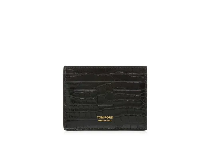 Men Small Leather Goods Tom Ford Printed Alligator Cardholder Black