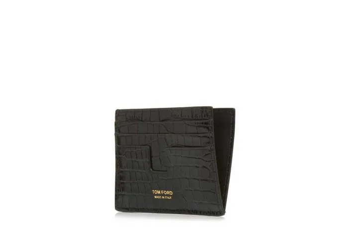 Men Small Leather Goods Tom Ford Printed Alligator Cardholder Black Men Small Leather Goods Tom Ford Printed Alligator Cardholder Black