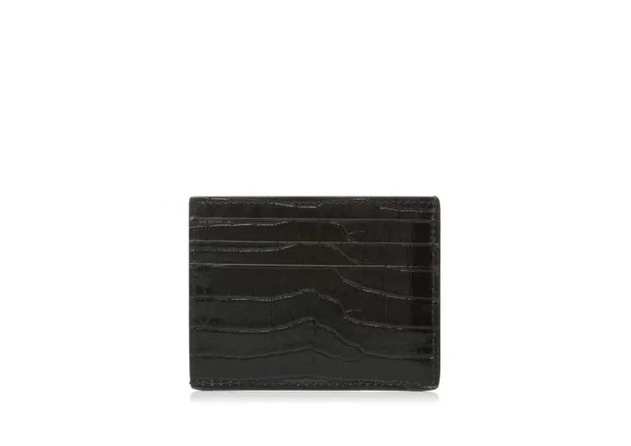 Men Small Leather Goods Tom Ford Printed Alligator Cardholder Black Men Small Leather Goods Tom Ford Printed Alligator Cardholder Black