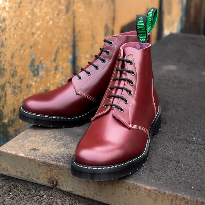 Men Solovair Astronaut Boots Oxblood HiShine 6 Eye Astronaut Boot