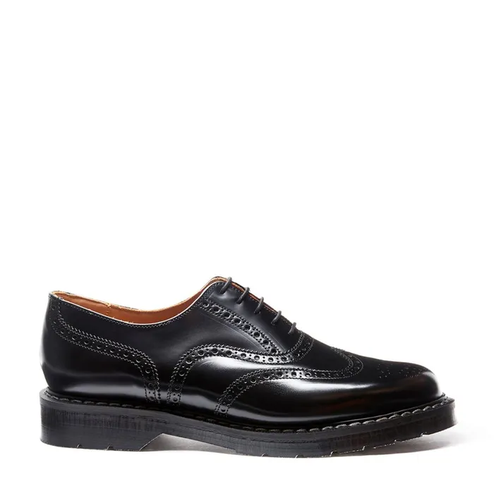 Men Solovair Brogue Shoes Black HiShine English Brogue Shoe