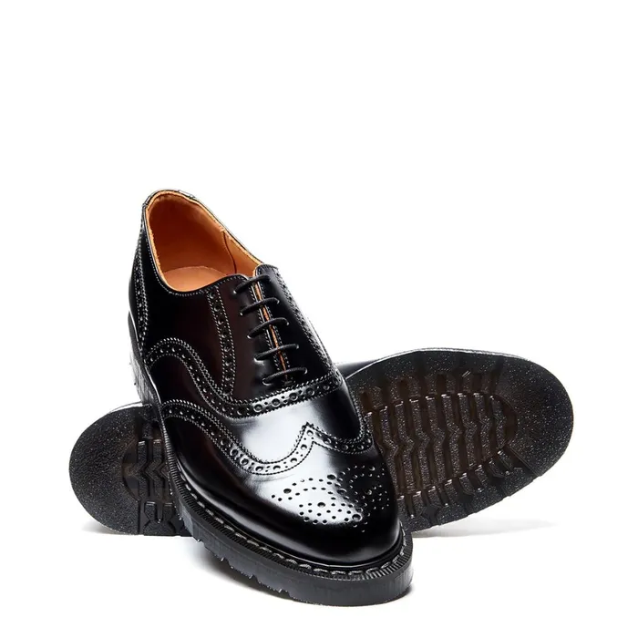 Men Solovair Brogue Shoes Black HiShine English Brogue Shoe
