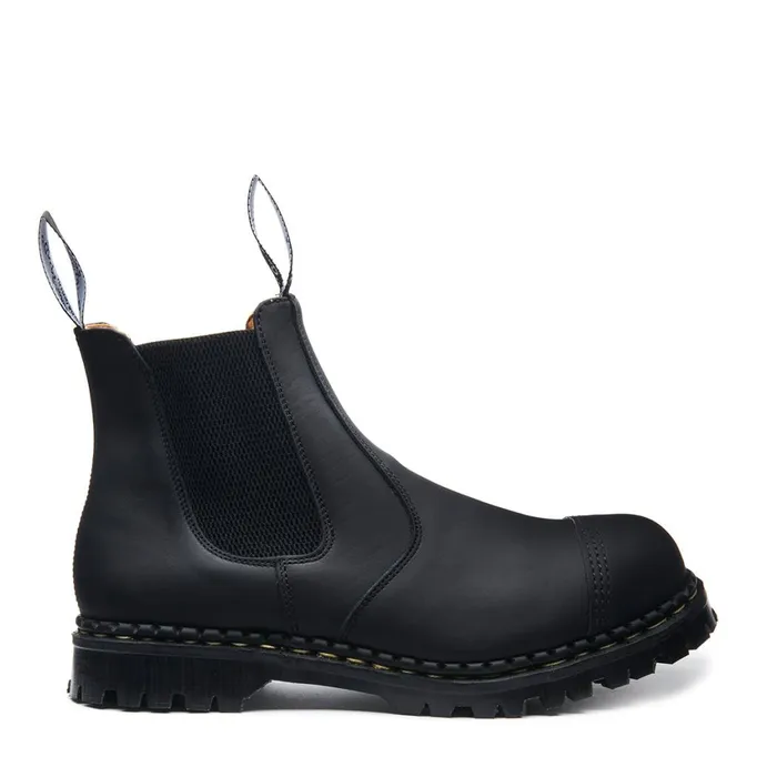 Men Solovair Chelsea Boots Black Greasy Steel Toe Capped Dealer Boot