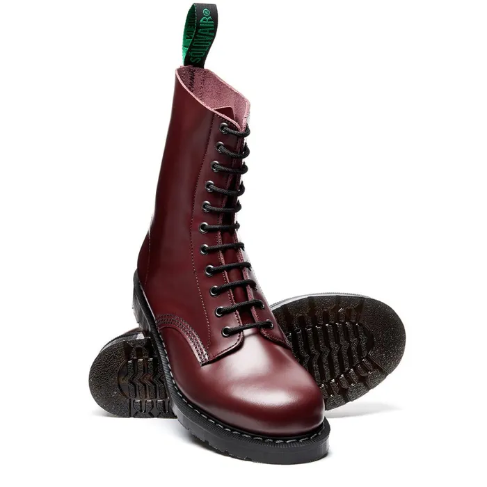 Men Solovair Derby Boots Oxblood HiShine 11 Eye Derby Boot