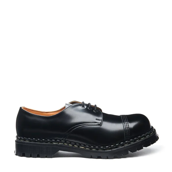 Men Solovair Gibson Shoes Black HiShine Steel Toe Capped Gibson Shoe