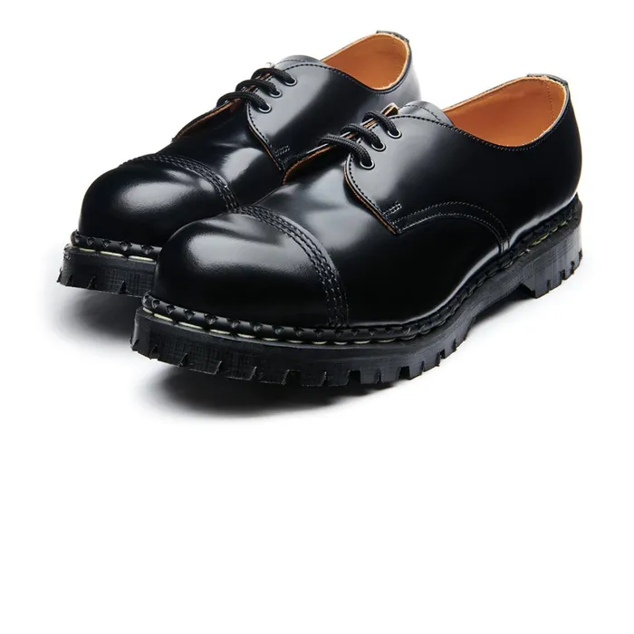 Men Solovair Gibson Shoes Black HiShine Steel Toe Capped Gibson Shoe
