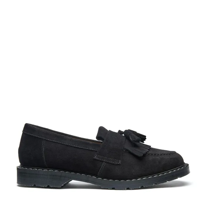 Men Solovair Loafers Black Suede Tassel Loafer