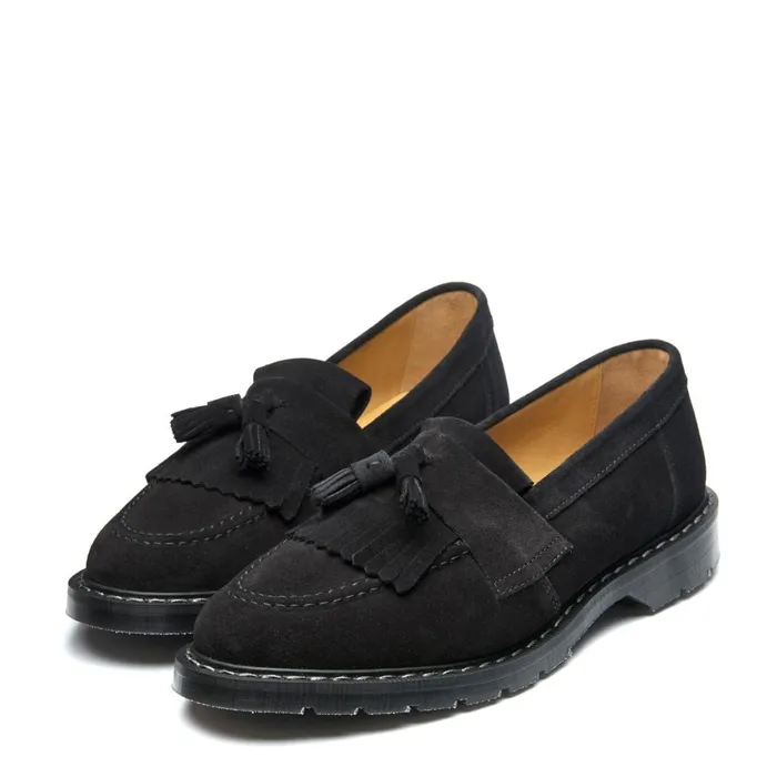Men Solovair Loafers Black Suede Tassel Loafer