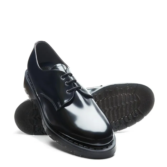 Men Solovair Vegan Shoes Black Vegan HiShine Gibson Shoe