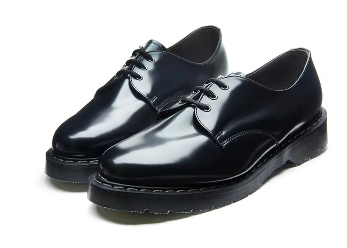 Men Solovair Vegan Shoes Black Vegan HiShine Gibson Shoe