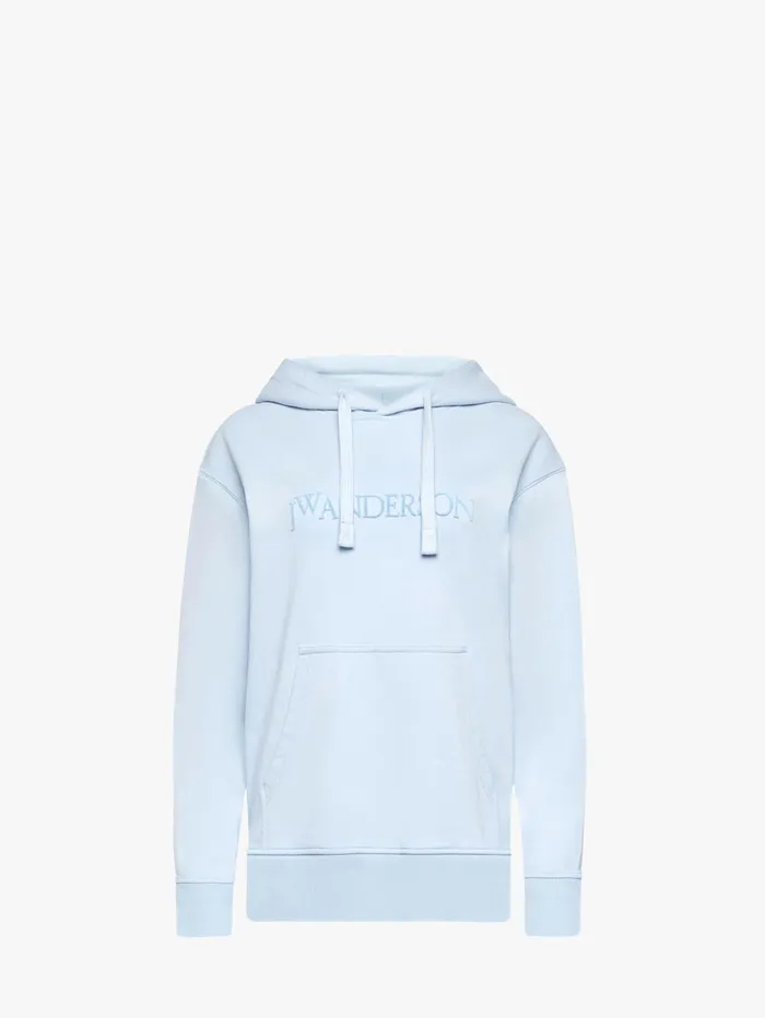 Men Sweatshirts and Hoodies JW Anderson HOODIE WITH EMBROIDERED LOGO Pale Blue