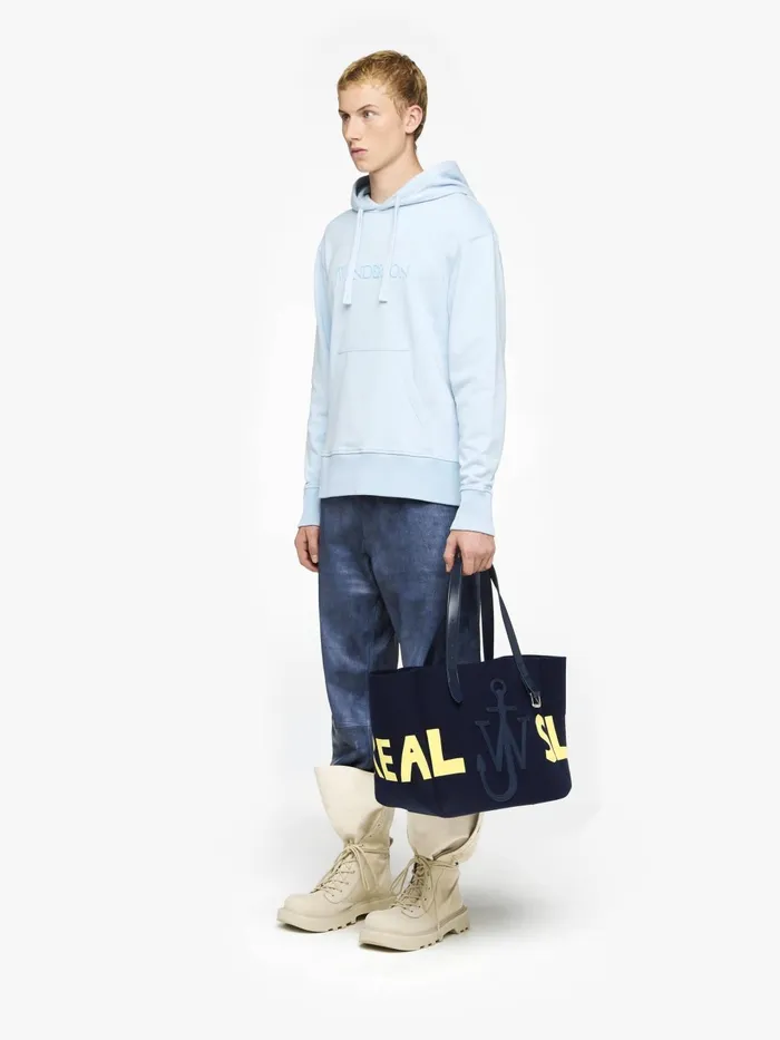 Men Sweatshirts and Hoodies JW Anderson HOODIE WITH EMBROIDERED LOGO Pale Blue Men Sweatshirts and Hoodies JW Anderson HOODIE WITH EMBROIDERED LOGO Pale Blue