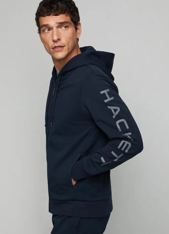 Men Sweatshirts Hackett London Classic Fit Full Zip Hoodie Navygrey
