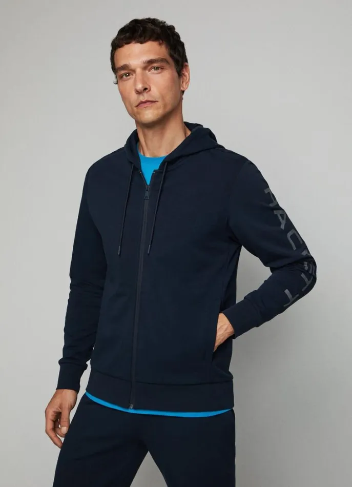 Men Sweatshirts Hackett London Classic Fit Full Zip Hoodie Navygrey