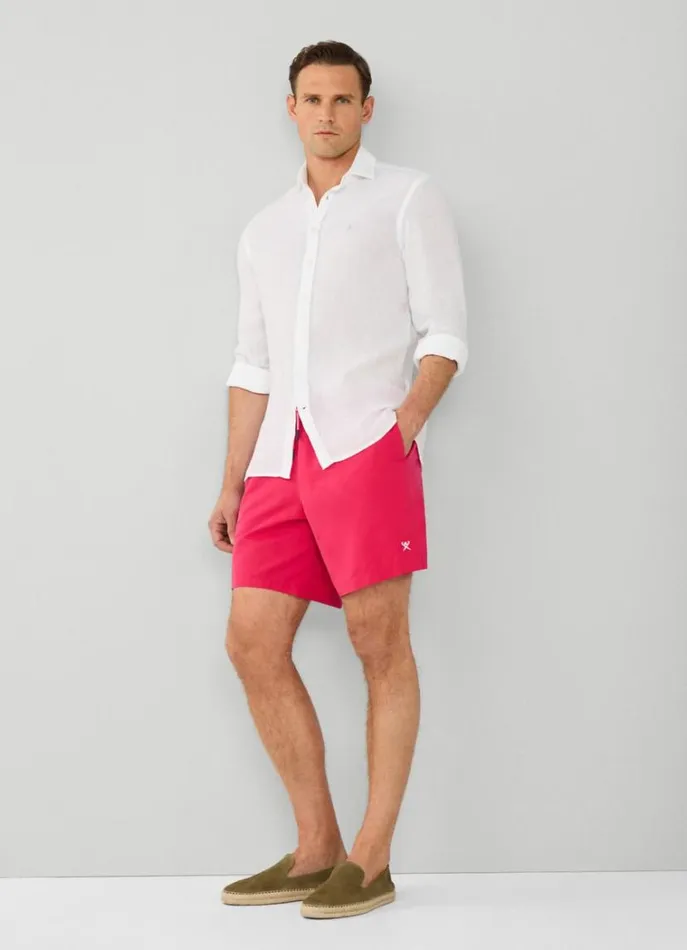 Men Swimwear Hackett London SolidColour Swim Shorts Fuchsia