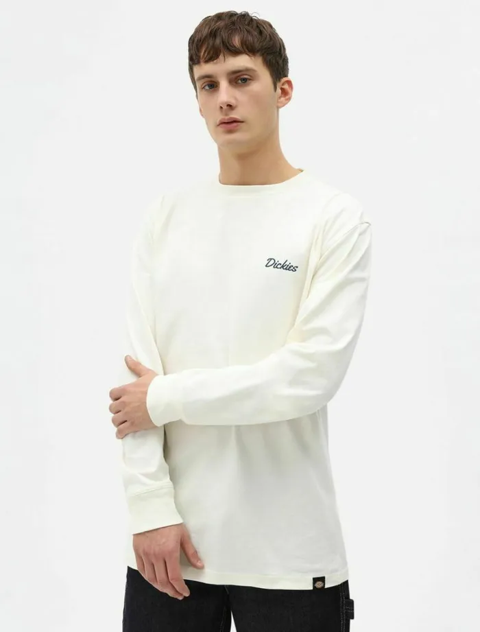 Men TShirts Dickies Halma LongSleeve TShirt Ecru