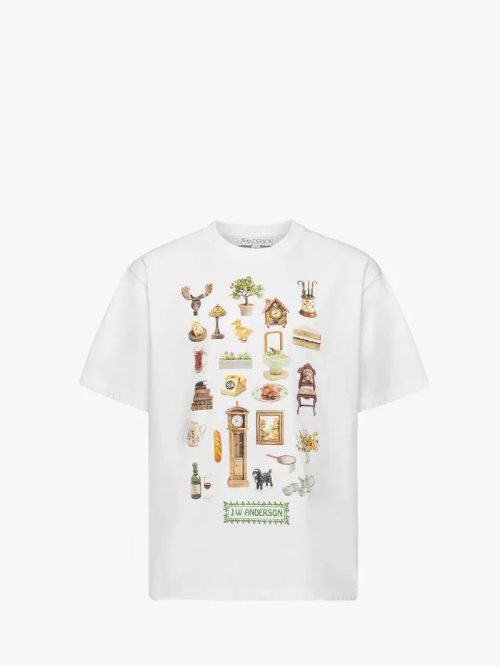 Men TShirts JW Anderson 034DIORAMA034 PRINTED TSHIRT White