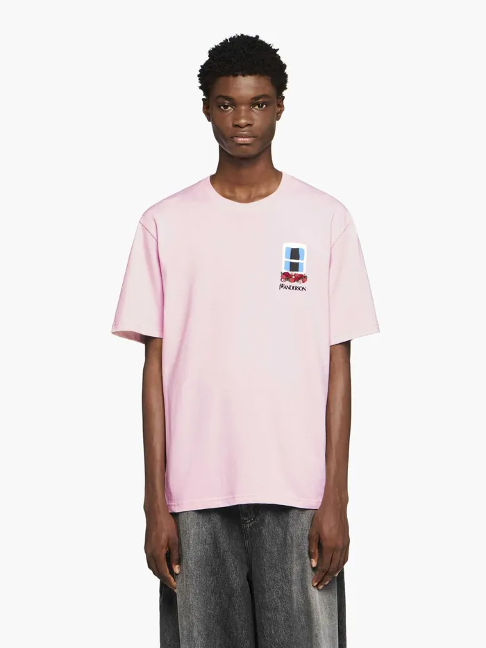 Men TShirts JW Anderson 039WINDOW039 EMBROIDERED SHIRT Blush Men TShirts JW Anderson 039WINDOW039 EMBROIDERED SHIRT Blush