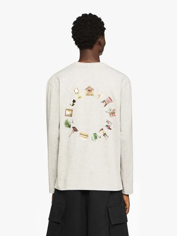 Men TShirts JW Anderson LONG SLEEVE TSHIRT WITH BACK LOGO PRINT Light Grey Melange Men TShirts JW Anderson LONG SLEEVE TSHIRT WITH BACK LOGO PRINT Light Grey Melange