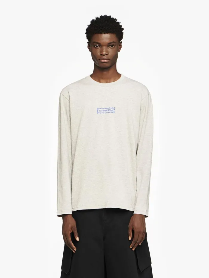 Men TShirts JW Anderson LONG SLEEVE TSHIRT WITH BACK LOGO PRINT Light Grey Melange Men TShirts JW Anderson LONG SLEEVE TSHIRT WITH BACK LOGO PRINT Light Grey Melange