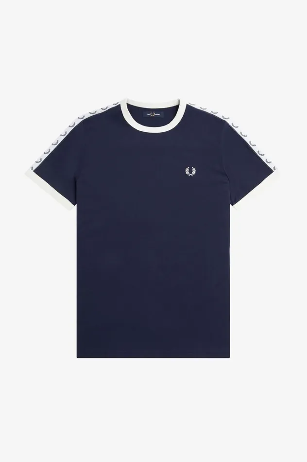 Men Taped Ringer TShirt Carbon Blue Fred Perry TShirts