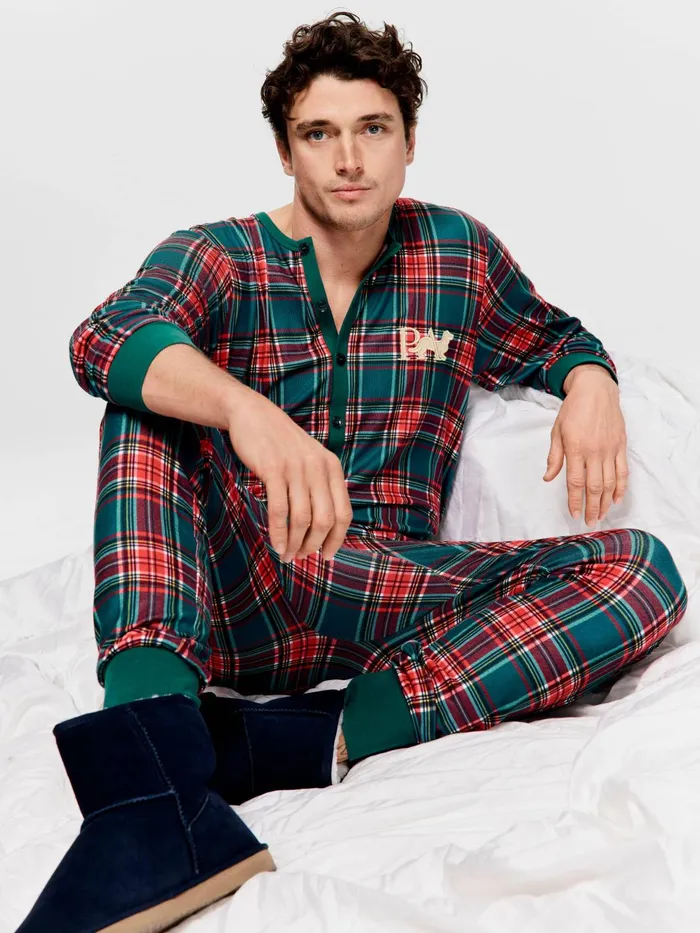 Men Tartan Long Sleeve Onesie Multi Peter Alexander Sets