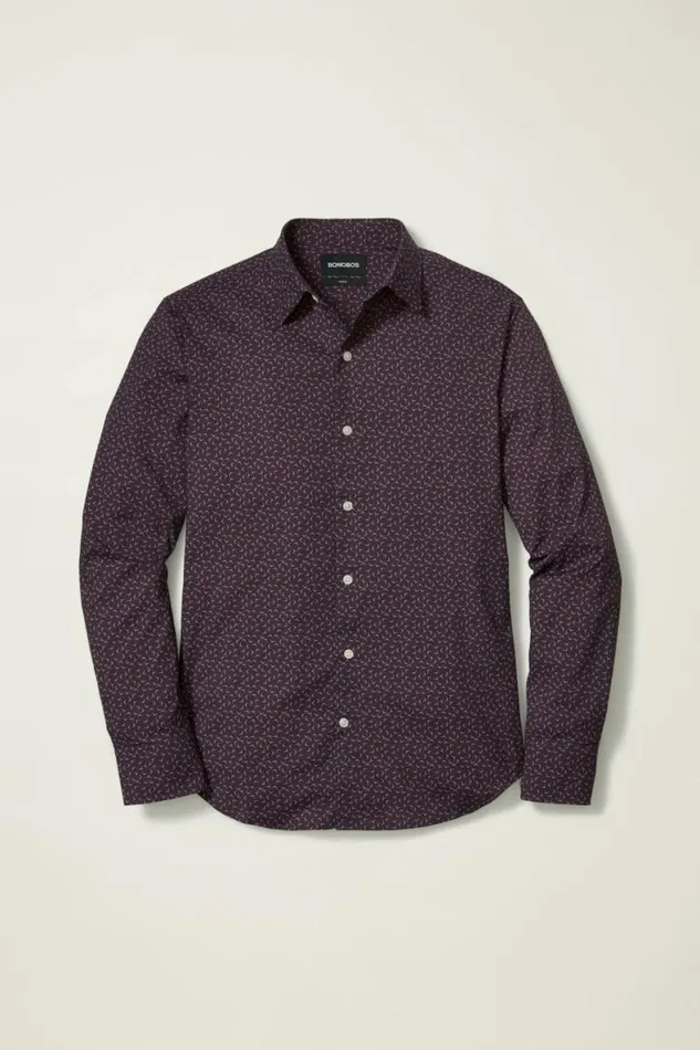 Men Tech Button Down Shirt Burgundy Lake Geo Bonobos Business Casual Shirts