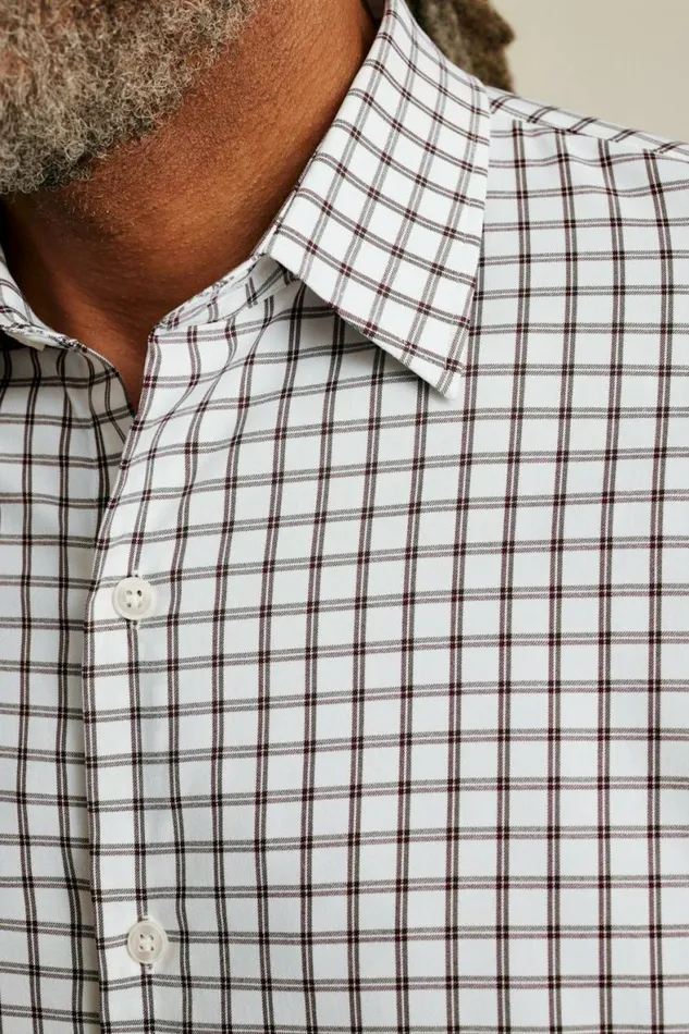 Men Tech Button Down Shirt Burgundy Zander Plaid Bonobos Business Casual Shirts