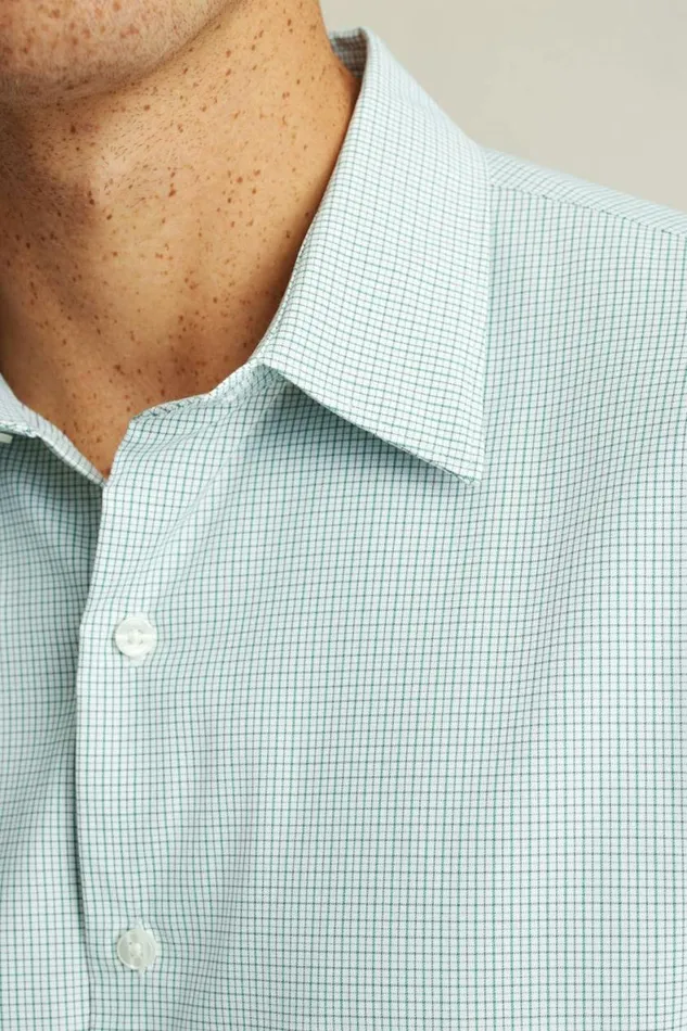 Men Tech Button Down Shirt Olive Grey Plaid Bonobos Business Casual Shirts