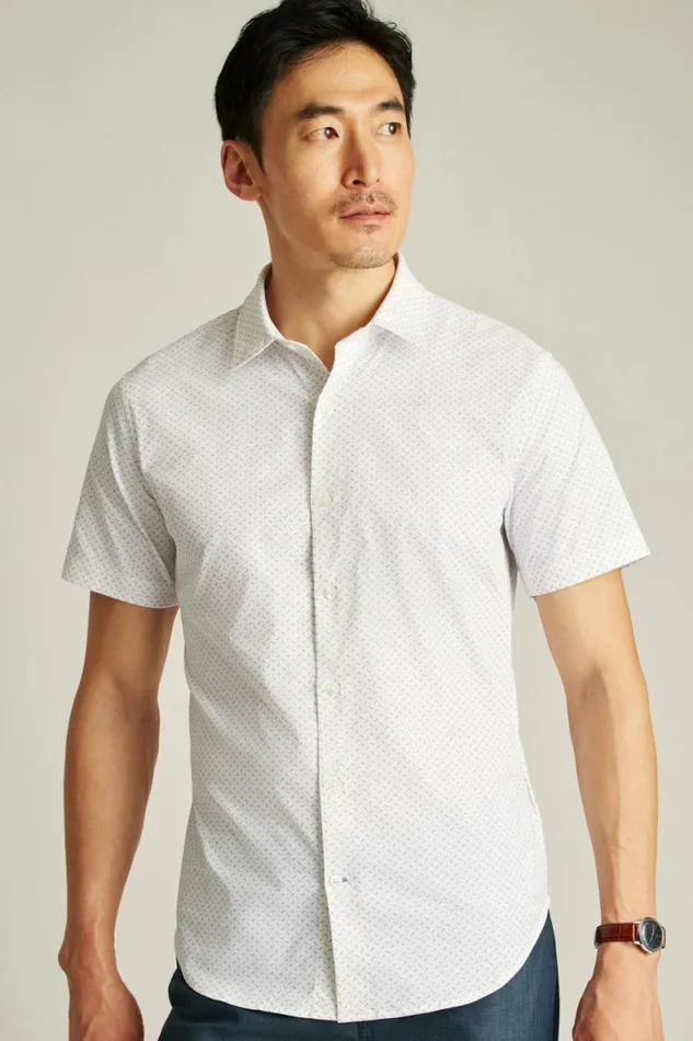 Men Tech Short Sleeve Shirt Lavender Twilight Geo Bonobos Short Sleeve Shirts