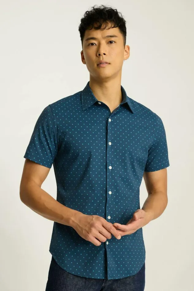 Men Tech Short Sleeve Shirt Navy Burst Geo Bonobos Short Sleeve Shirts