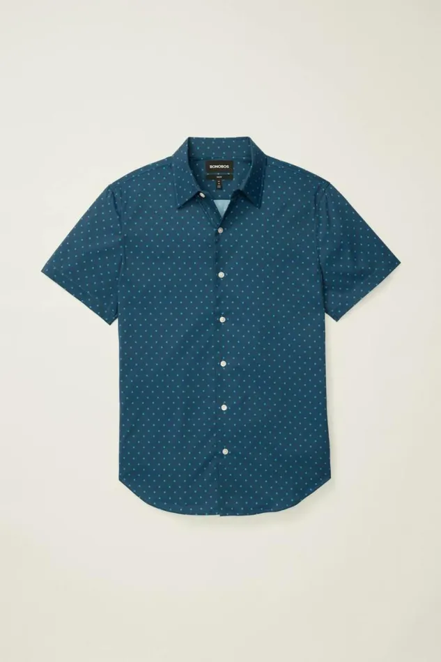 Men Tech Short Sleeve Shirt Navy Burst Geo Bonobos Short Sleeve Shirts