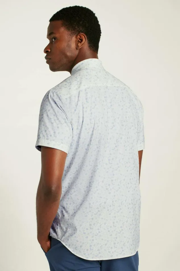 Men Tech Short Sleeve Shirt White Weekend Floral Bonobos Short Sleeve Shirts