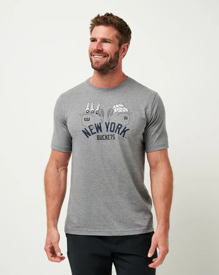 Men Tees TravisMathew NEW YORK YANKEES STRIKE ONE TEE Heather Grey