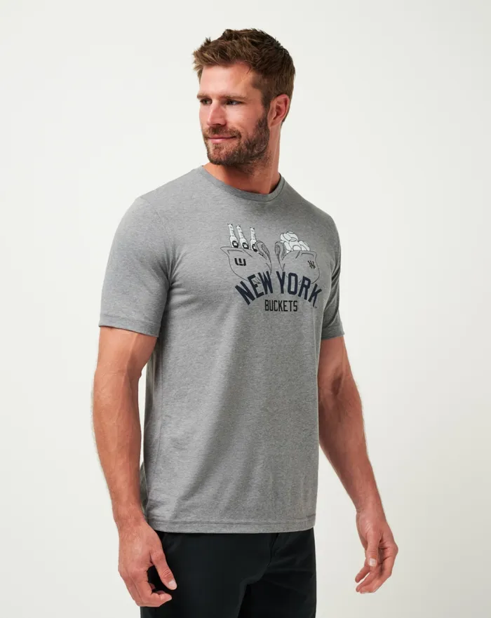 Men Tees TravisMathew NEW YORK YANKEES STRIKE ONE TEE Heather Grey