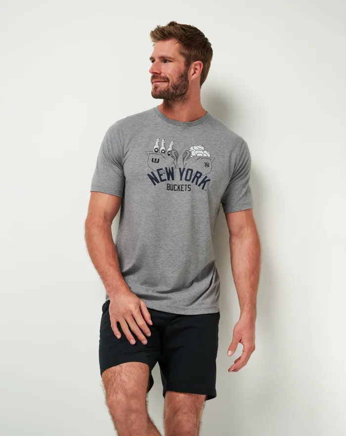 Men Tees TravisMathew NEW YORK YANKEES STRIKE ONE TEE Heather Grey