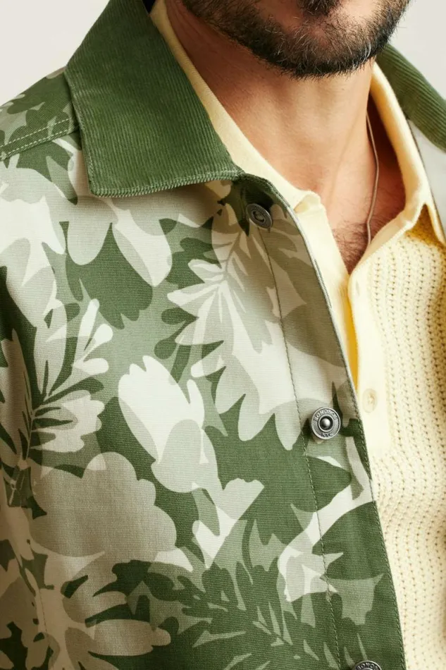 Men The Botanical Chore Jacket Neutral Green Leaves Bonobos Jackets and Coats
