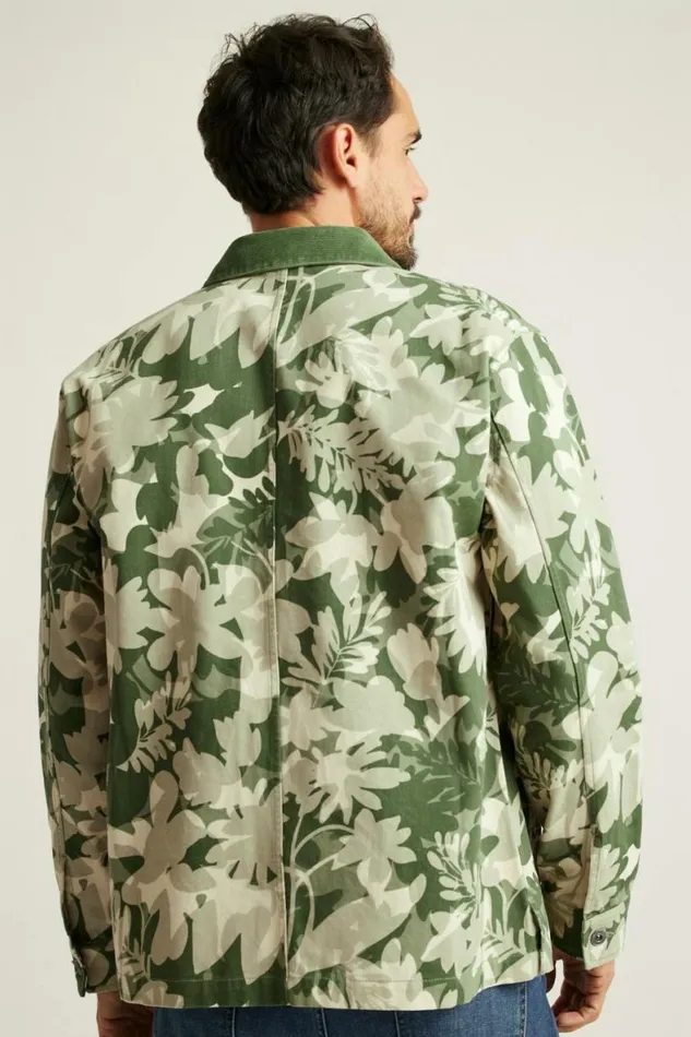 Men The Botanical Chore Jacket Neutral Green Leaves Bonobos Jackets and Coats