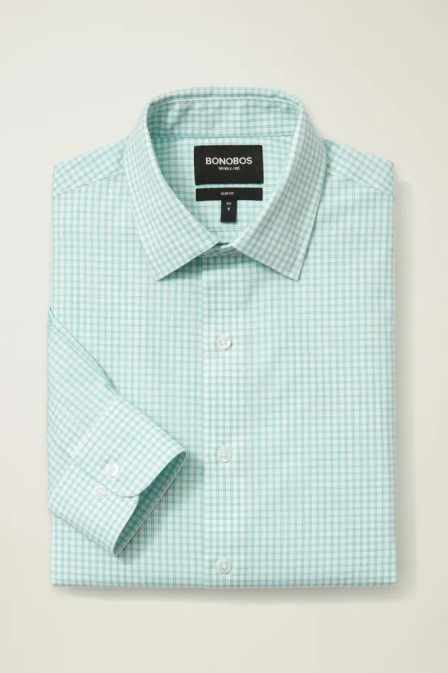 Men The Desk To Dinner Shirt Aqua Mini Windowpane Bonobos Business Casual Shirts