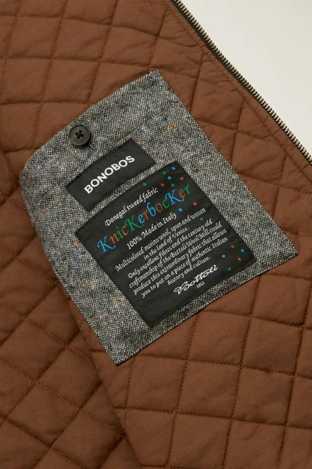 Men The Italian Wool Harrington Jacket Charcoal Donegal Tweed Bonobos Jackets and Coats