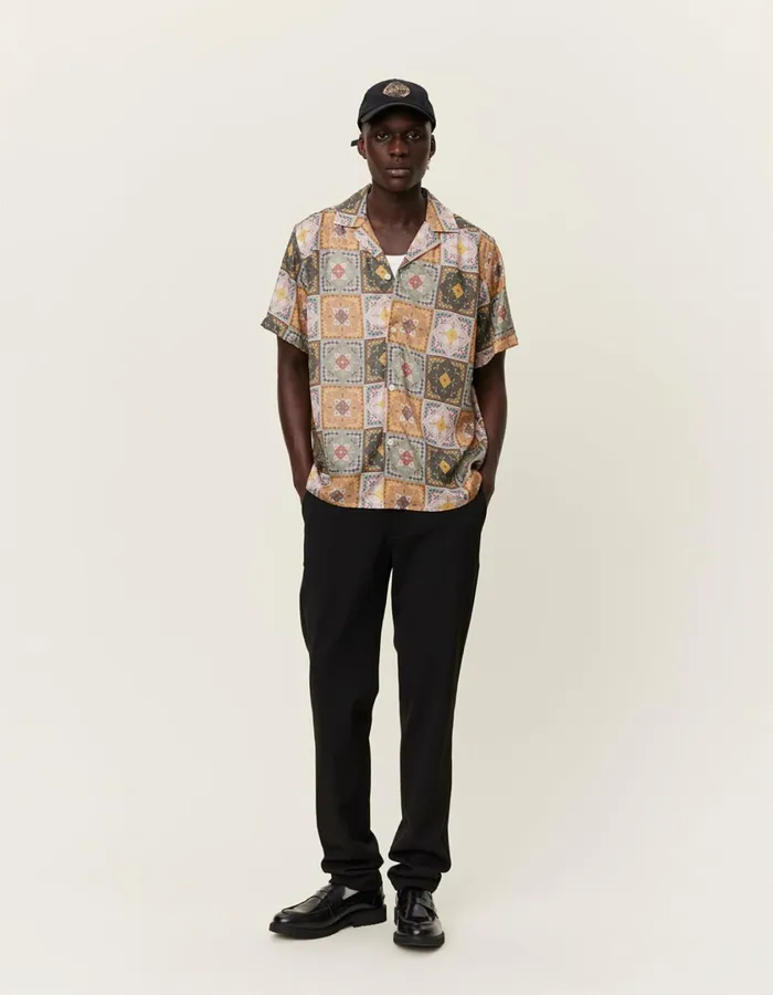 Men Tiles AOP SS Shirt 8211 Multicolor Les Deux ShirtsOvershirts