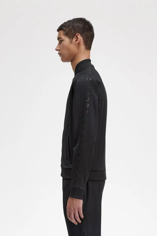 Men Tonal Tape Track Jacket Black Fred Perry Track Jackets