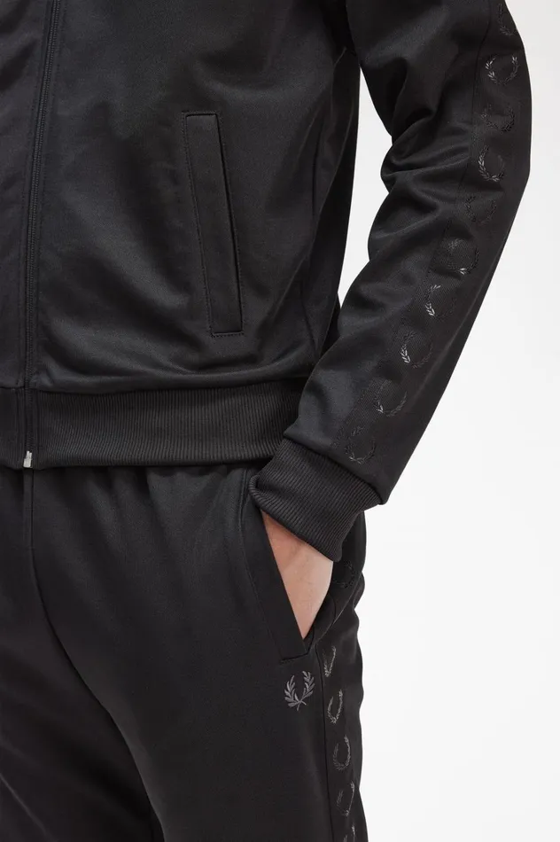Men Tonal Tape Track Jacket Black Fred Perry Track Jackets