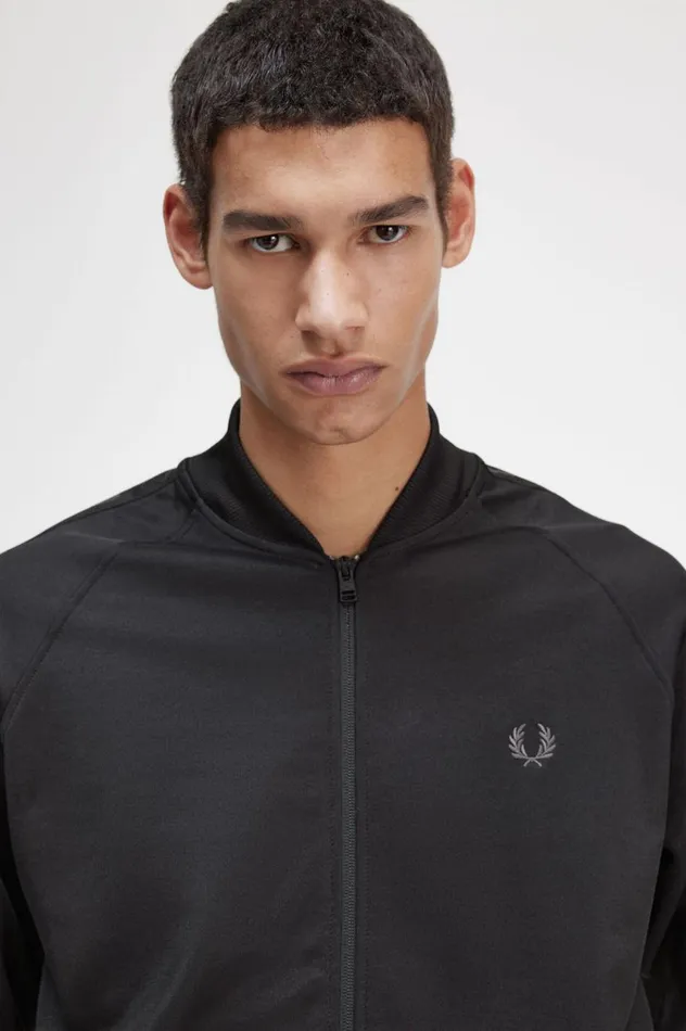 Men Tonal Tape Track Jacket Black Fred Perry Track Jackets